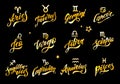 Horoscope set Lettering Calligraphy Vector Brush Text gold astrology Royalty Free Stock Photo
