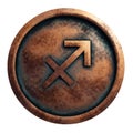 Horoscope sign Sagittarius in copper circle