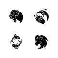 Horoscope signs black glyph icons set on white space Royalty Free Stock Photo