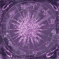 Horoscope signs and symbols esoteric grunge watercolor background Royalty Free Stock Photo