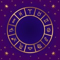 Horoscope vector circle. Zodiac sings frame. 12 symbols