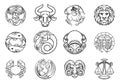 Horoscope zodiac astrology star signs icon set