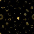 Horoscope Zodiac Black Seamless Pattern