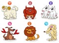 Horoscope zodiac signs set with dog characters Royalty Free Stock Photo