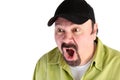 Horrified man in baseball cap shouting Royalty Free Stock Photo