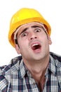 A horrified tradesman Royalty Free Stock Photo