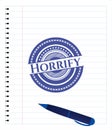 Horrify draw pen strokes. Blue ink. Vector Illustration. Detailed.  EPS10 Royalty Free Stock Photo