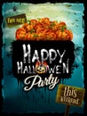 Horror background with pumpkins and spider web Royalty Free Stock Photo