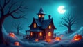 The Horror Cabin on Halloween Night Royalty Free Stock Photo