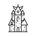 Horror castle line icon, concept sign, outline vector illustration, linear symbol. Royalty Free Stock Photo