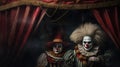 Horror clown and creapy circus. Generative AI Royalty Free Stock Photo