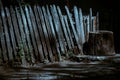Horror Concept, Abstract Background Scary Dark Night With The Texture Of A Rickety Destroyed Broken Abandoned Wooden