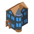 Horror creepy house icon, isometric style