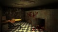 Horror and creepy mortuary in the hospital and help blood.3D rendering