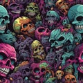 Horror dead halloween with skull, monster seamless pattern. Artistic design for fashion, fabric, textile, canvas, wrapping and all