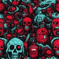 Horror dead halloween with skull, monster seamless pattern. Artistic design for fashion, fabric, textile, canvas, wrapping and all