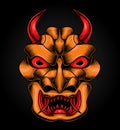 Horror devil skull horns illustration