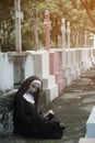 Rendering of a ghost nun or demon in the Churchyard.