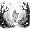 Horror Ghosts Illustration Eerie Vintage Charm