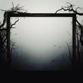 horror halloween background with a haunted forest and a scary door Royalty Free Stock Photo