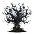 Horror Halloween forest tree with ugly branches on white background Royalty Free Stock Photo