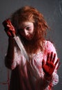 Horror Image With Bleeding Freightened Woman Royalty Free Stock Photo