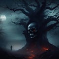 horror monster creature head tree landscape fear hell