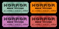 Horror movie festival night with skull retro vintage ticket set