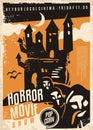 Horror movies fest poster design with shady hooded creatures