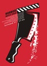 Horror movies festival artistic poster design with bloody cleaver Royalty Free Stock Photo