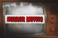 Horror movies genre television label old tv text vintage retro Royalty Free Stock Photo