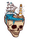 Horror sea adventure vector illustration Royalty Free Stock Photo