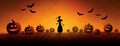 orange ghost night halloween dark pumpkin october black holiday horror. Generative AI.