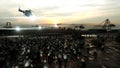 Horror zombie crowd walking. Apocalypse view, concept. 3d rendering.