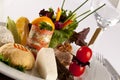 Hors d`oeuvre, A delicious selection of cold meats, cheeses, con Royalty Free Stock Photo