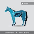 Horse abstract illustration of farm animals, flat image