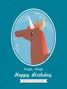 Horse Animal Cartoon Birthday card design