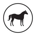 Horse, animal, mustang, race icon. Rounded black color