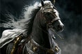 Horse animal portrait dressed as a warrior fighter or combatant soldier concept. Ai generated