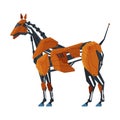 Horse Animal Robot, Artificial Intelligence Robotic Animal Vector Illustration on White Background