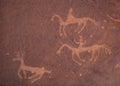 Horse and Antelope petroglyphs at Canyon de Chelly, Arizona Royalty Free Stock Photo