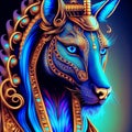 A horse with anubis style golden elegant
