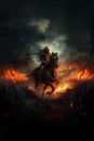 Horse of Apocalypse, end of the world, armageddon. Devil. AI generative