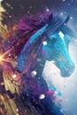 Colorful horse, art, illustration, grunge, painting, Generated ai, generative, ai Royalty Free Stock Photo