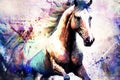 Colorful horse, art, illustration, grunge, painting, Generated ai, generative, ai Royalty Free Stock Photo