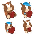 Horse baby cartoon heart set Royalty Free Stock Photo