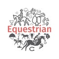 Horse banner icons set. Equestrian. Vector signs for web graphics Royalty Free Stock Photo