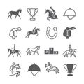 Horse banner line icons set. Equestrian. Vector signs for web graphics Royalty Free Stock Photo