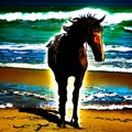 Horse beach Ocean art waves