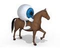 Horse with blue eyeball cartoon above him